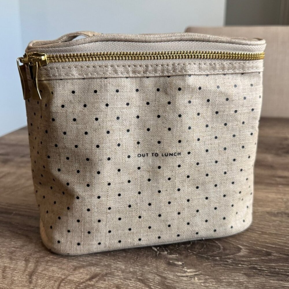 Kate Spade New York "Out to Lunch" Polka Dot Beige Lunch Bag